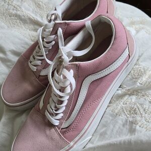 Vans Women's Blush and White Sneakers